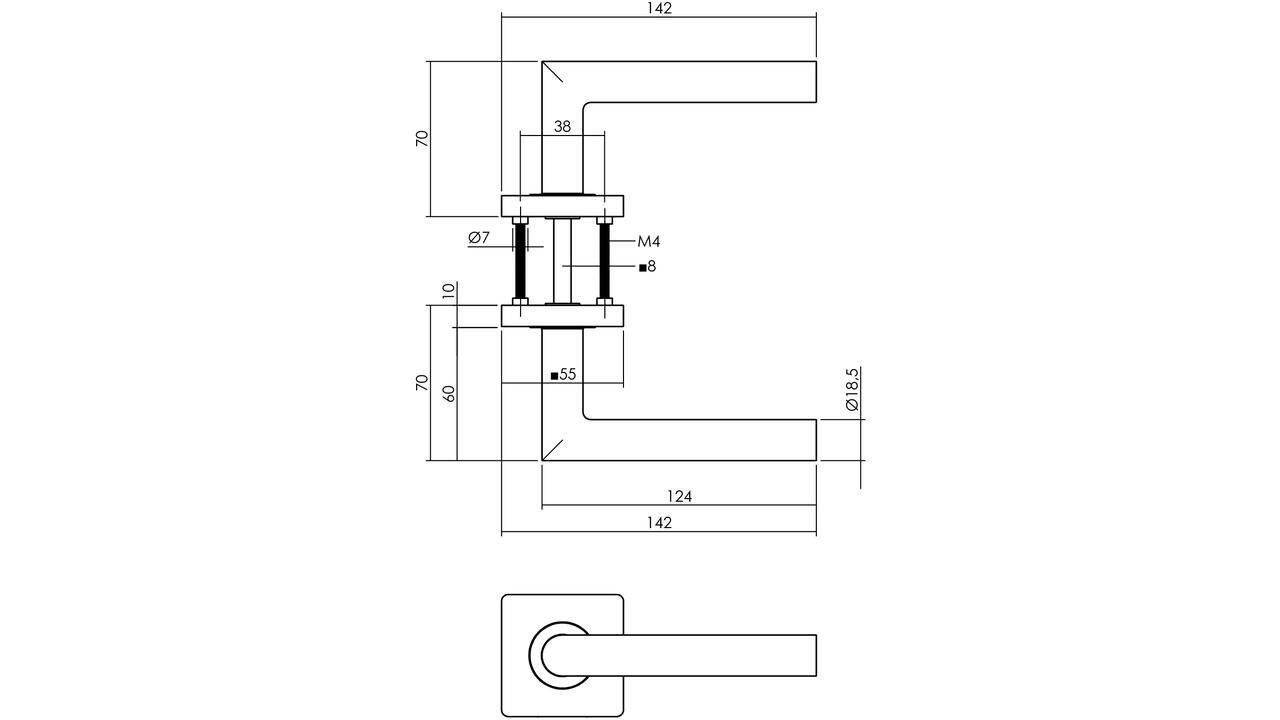 Intersteel Deurkruk Bastian op rozet verdekt 55x55x10mm met nokken antraciet grijs Intersteel Deurkruk Bastian op rozet verdekt 55x55x10mm met nokken antraciet grijs