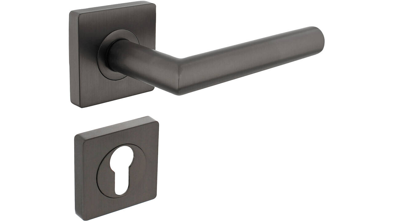 Intersteel Deurkruk Bastian op rozet verdekt 55x55x10mm met nokken antraciet grijs Intersteel Deurkruk Bastian op rozet verdekt 55x55x10mm met nokken antraciet grijs