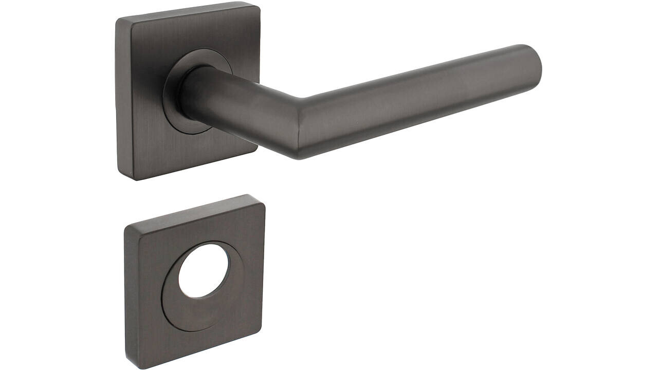Intersteel Deurkruk Bastian op rozet verdekt 55x55x10mm met nokken antraciet grijs Intersteel Deurkruk Bastian op rozet verdekt 55x55x10mm met nokken antraciet grijs