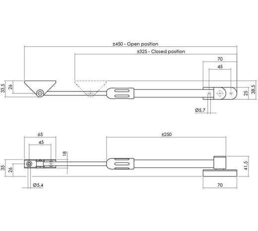 Intersteel Telescopische uitzetter tbv buitendraaiend raam, middel 325mm grijs  Telescopische uitzetter tbv buitendraaiend raam