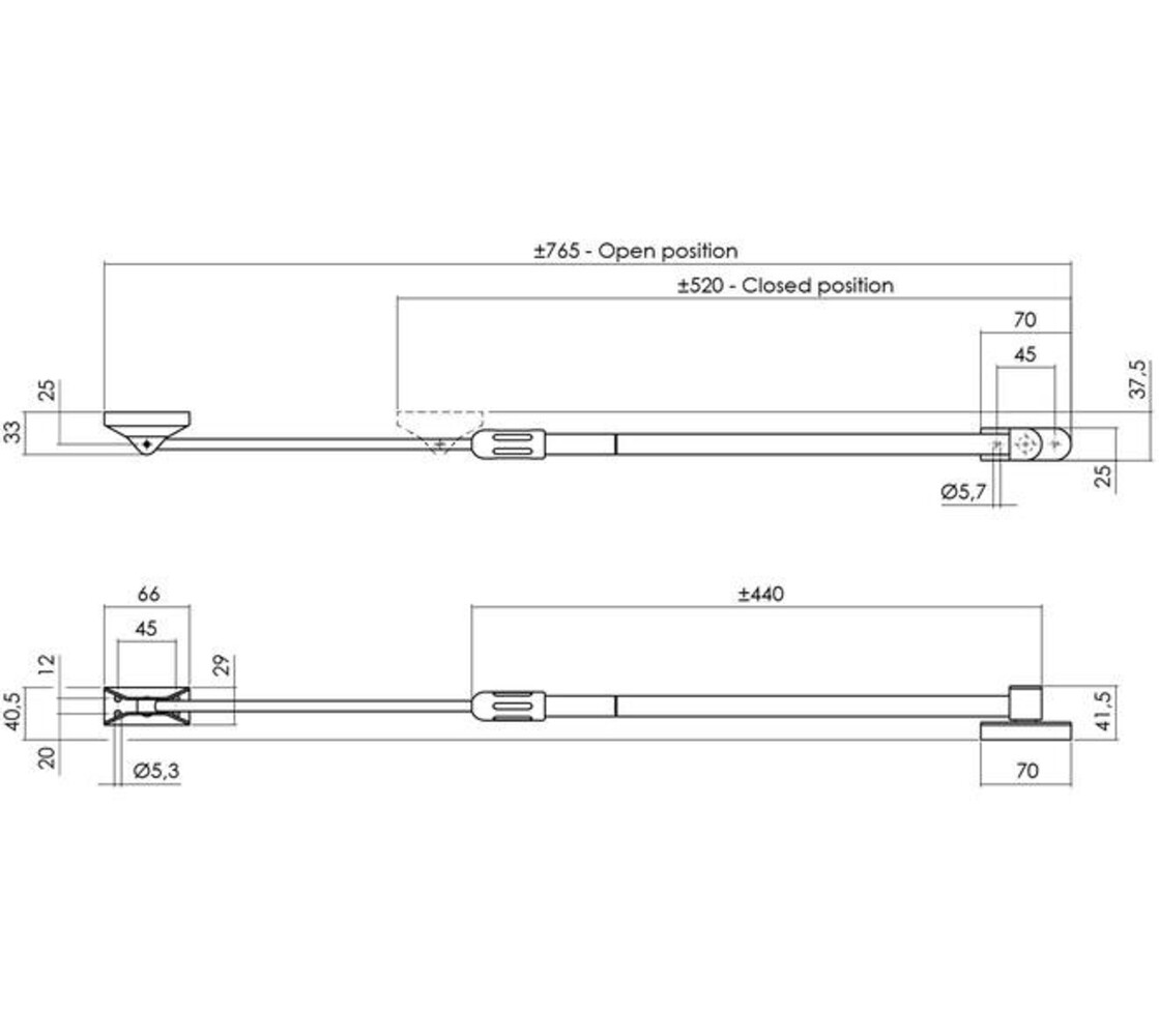 Intersteel Telescopische uitzetter tbv buitendraaiend raam en deur