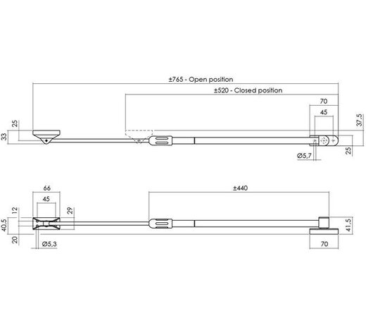 Intersteel Telescopische uitzetter tbv buitendraaiend raam en deur