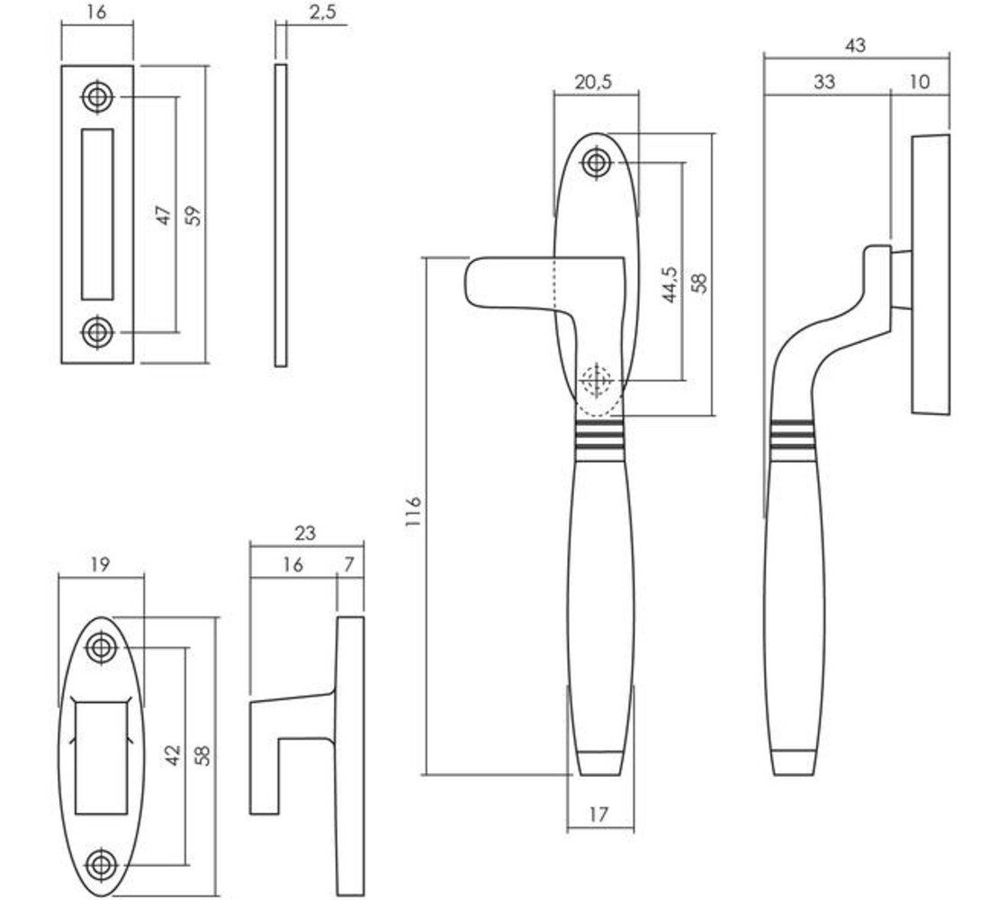 Intersteel Raamsluiting  Ton met sluitplaat en sluithaak in diverse kleuren