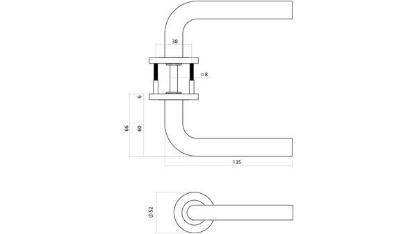 Intersteel Deurkruk Q 02 op rozet verdekt ø52x6mm PVD antraciet