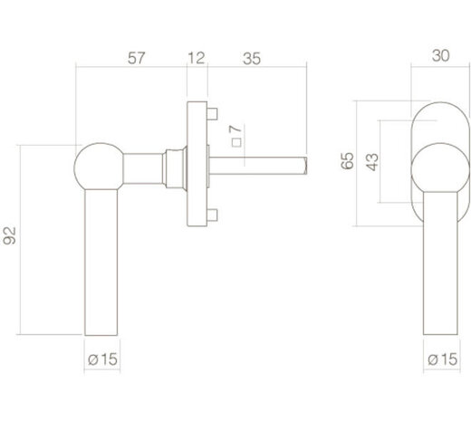Intersteel Raamkruk L-bol model op ovale rozet in diverse kleuren