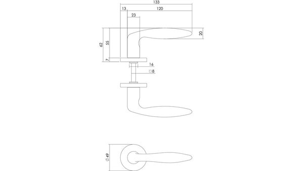 Intersteel Deurkruk Sigaar op rozet verdekt ø49x7mm chroom mat