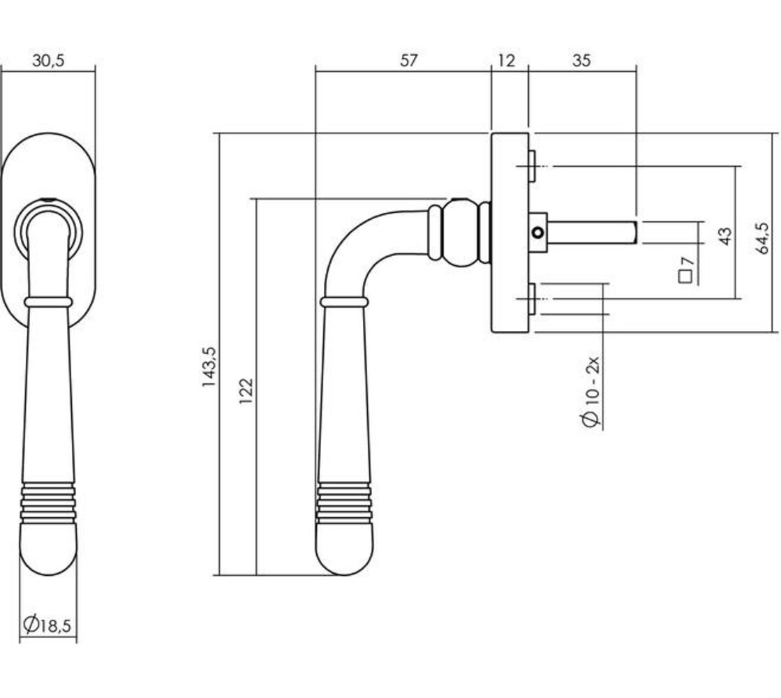 Intersteel Raamkruk Helena op ovale rozet in diverse kleuren