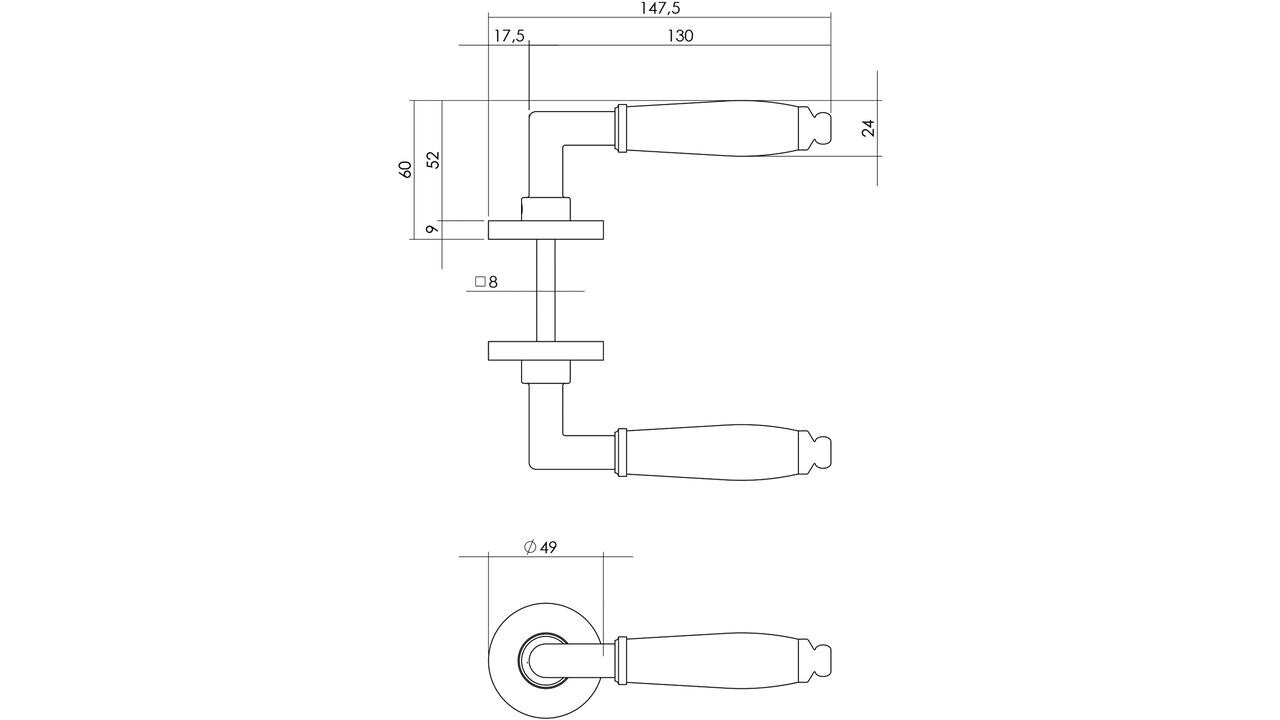 Intersteel Deurkruk Courgette met rozet verdekt ø49x7mm chroom mat/zwart