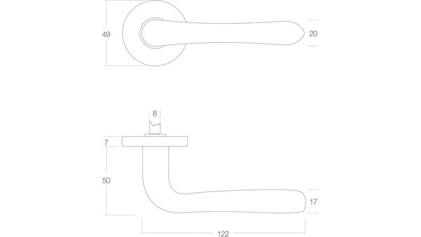 Intersteel Deurkruk Saturnus op rozet verdekt ø49x7mm messing gelakt