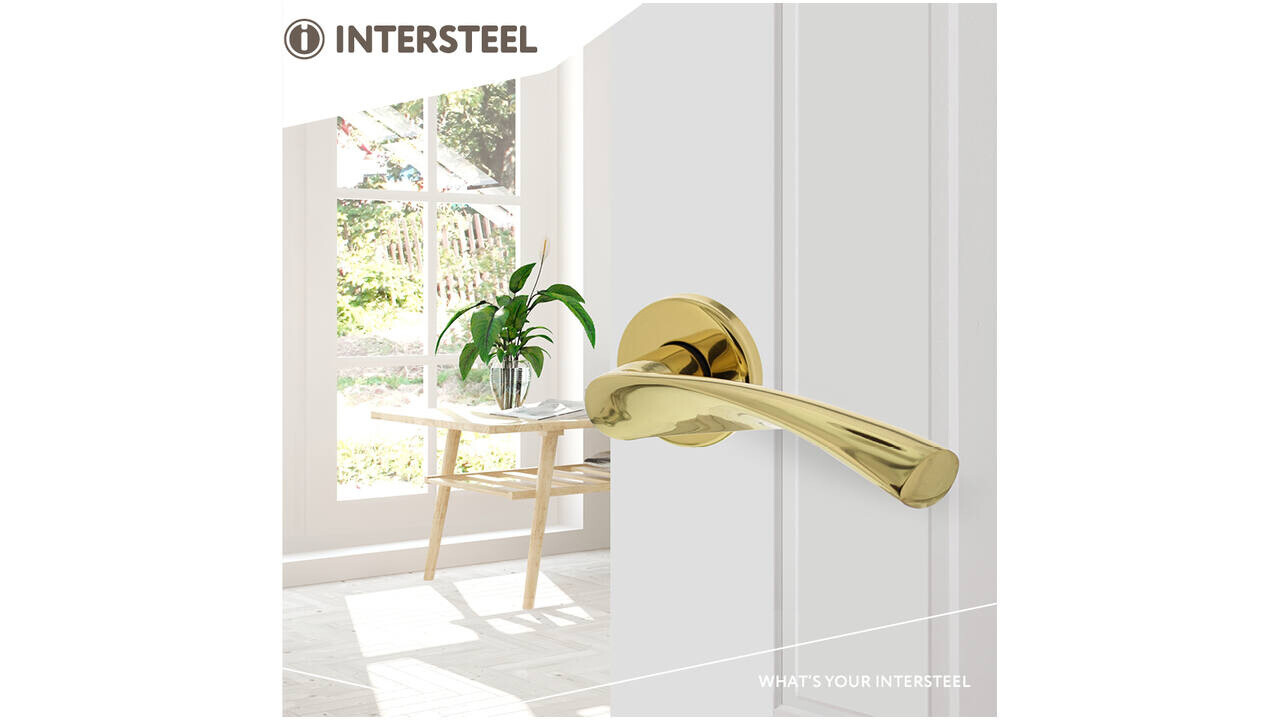 Intersteel Deurkruk Vlinder met rozet verdekt ø52x10mm messing gelakt