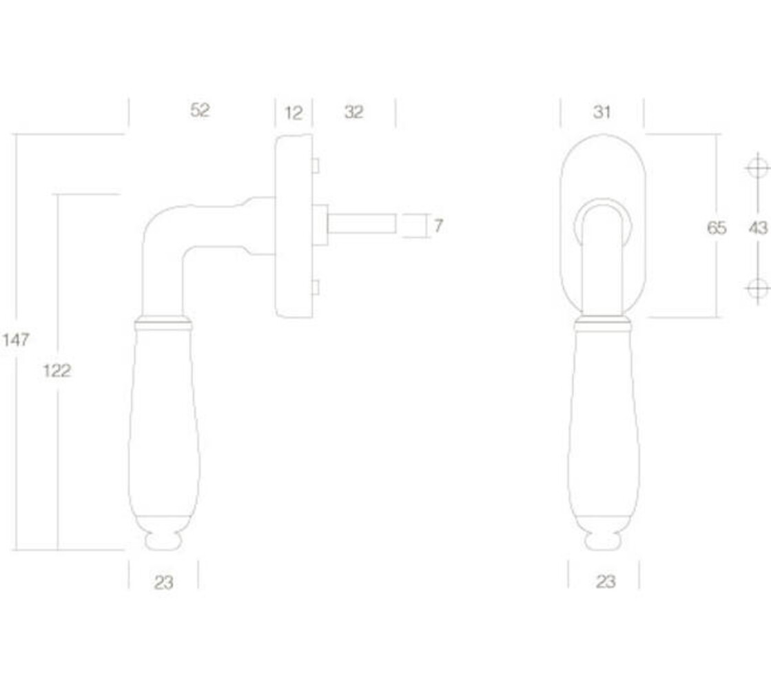 Intersteel Raamkruk Courgette op ovale rozet nikkel/zwart