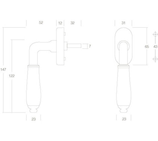 Intersteel Raamkruk Courgette op ovale rozet nikkel/zwart