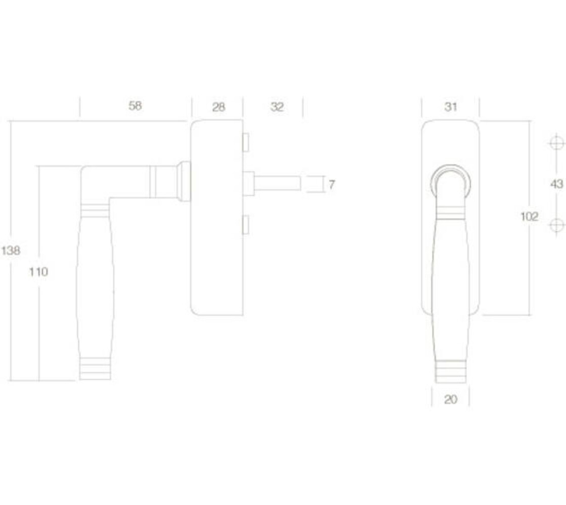 Intersteel  Raamkruk Ton 222 afsluitbaar op rechthoekige rozet nikkel  Raamkruk Ton 222 afsluitbaar op rechthoekige rozet nikkel