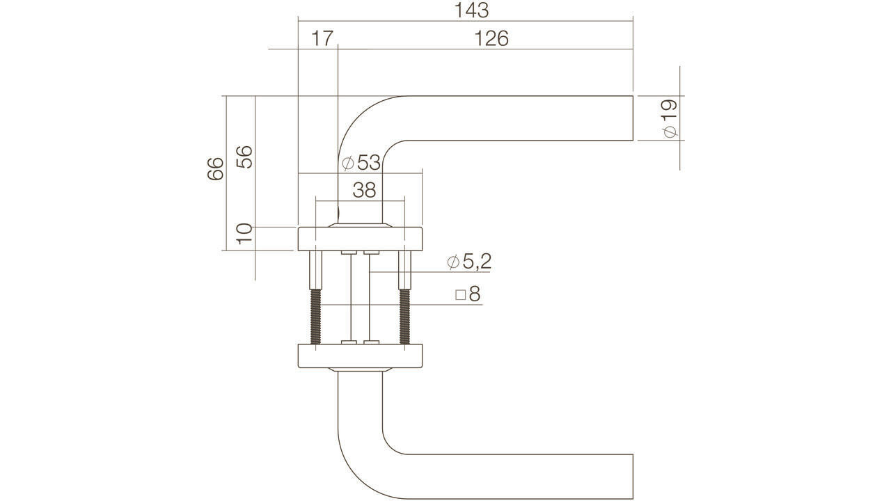 Intersteel Deurkruk Luzern op rozet verdekt ø53x10mm PVD messingkleur