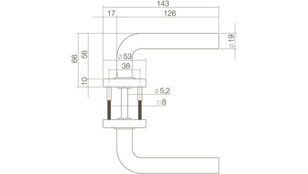 Intersteel Deurkruk Luzern op rozet verdekt ø53x10mm PVD messingkleur