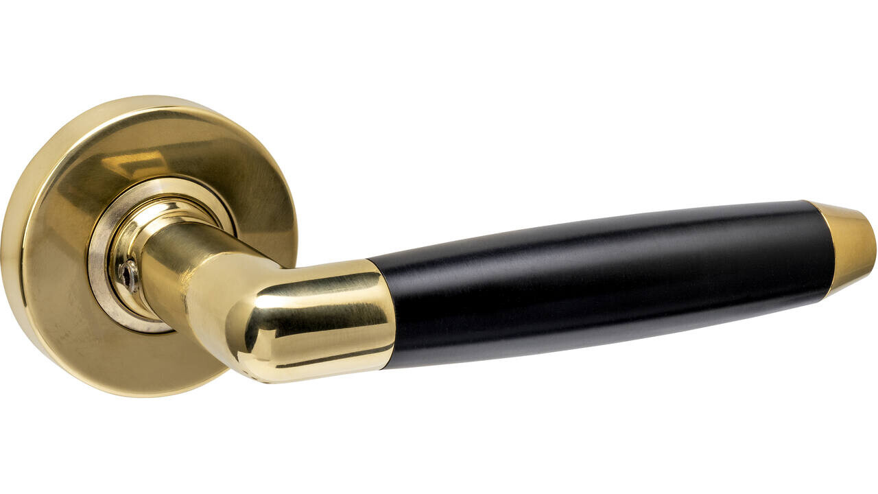 Intersteel Deurkruk Combinatie op rozet verdekt ø53x10mm PVD messingkleur/zwart