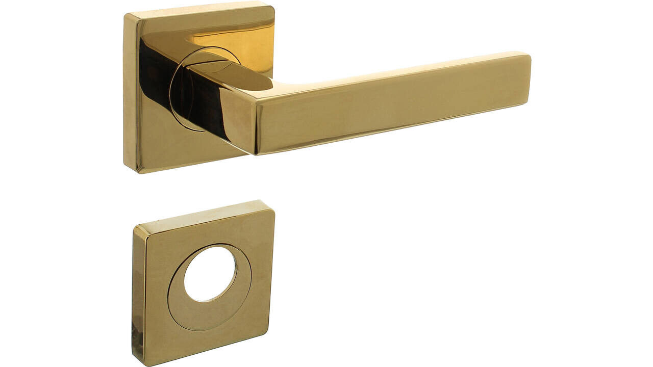 Intersteel Deurkruk Hera op rozet verdekt 55x55x10mm met nokken PVD messingkleur