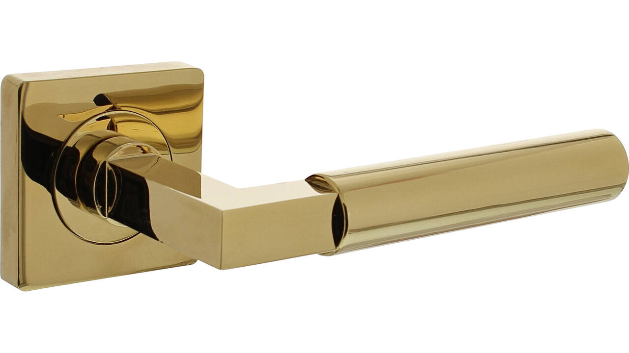 Intersteel Deurkruk Baustil op rozet verdekt 55x55x10mm met nokken PVD messingkleur