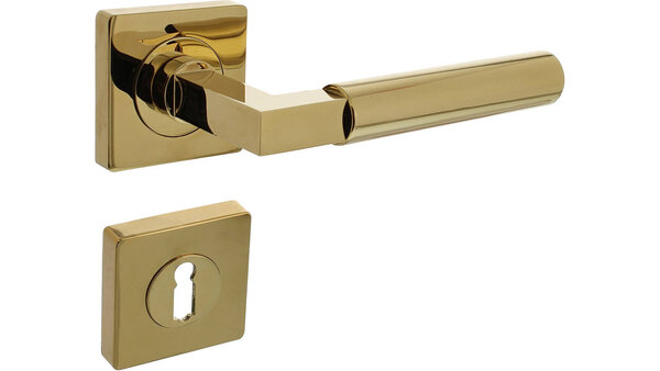 Intersteel Deurkruk Baustil op rozet verdekt 55x55x10mm met nokken PVD messingkleur