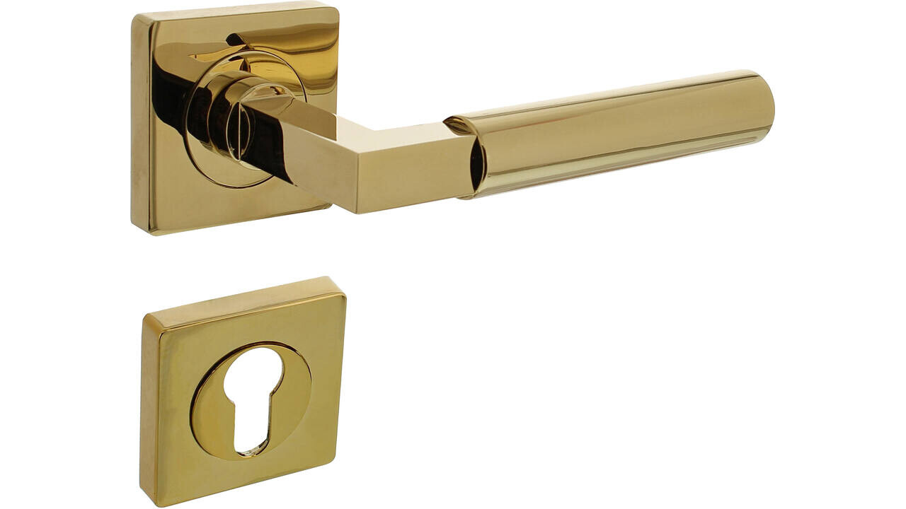 Intersteel Deurkruk Baustil op rozet verdekt 55x55x10mm met nokken PVD messingkleur