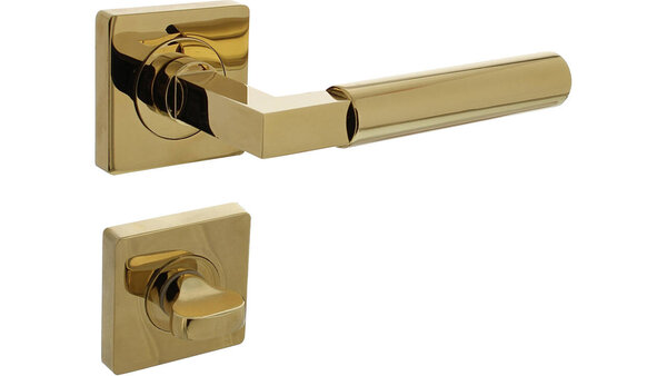 Intersteel Deurkruk Baustil op rozet verdekt 55x55x10mm met nokken PVD messingkleur