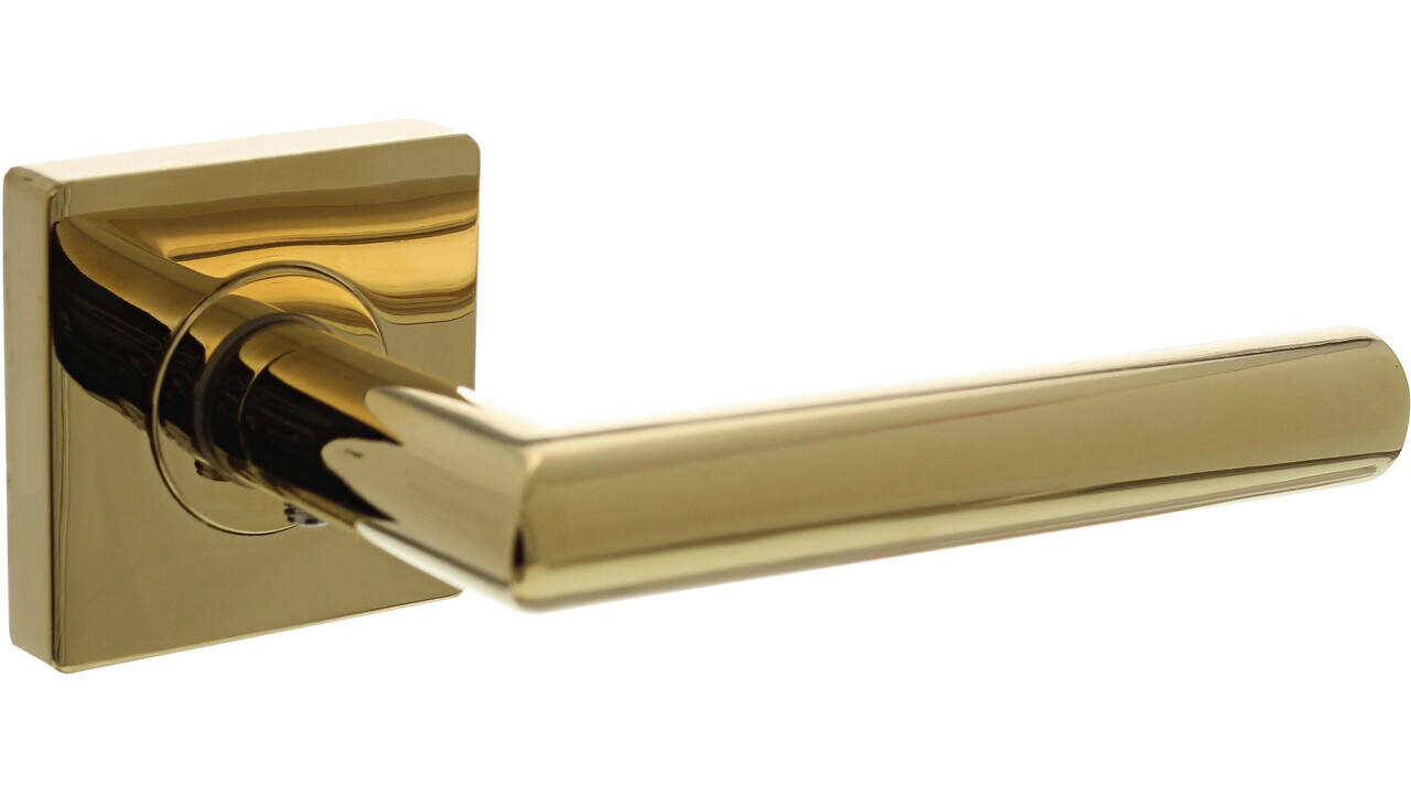 Intersteel Deurkruk Bastian op rozet verdekt 55x55x10mm met nokken PVD messingkleur