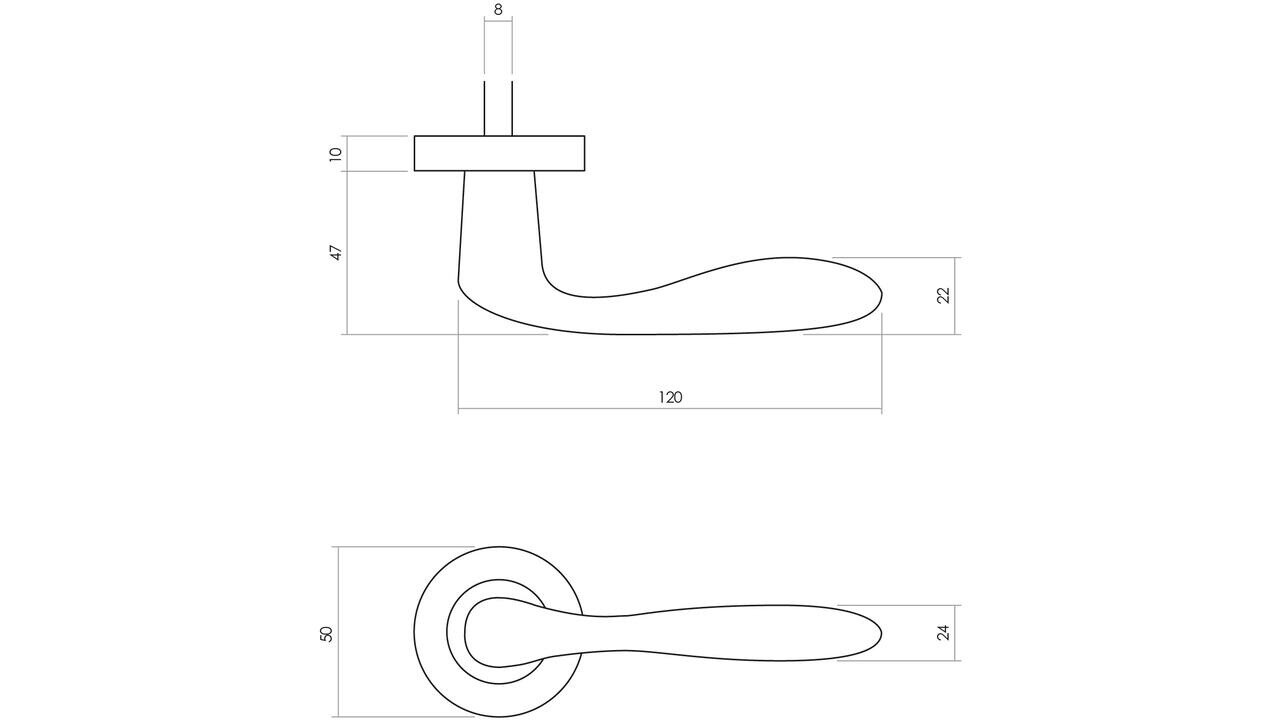Intersteel Deurkruk Banaan met rozet verdekt ø49x7mm messing getrommeld