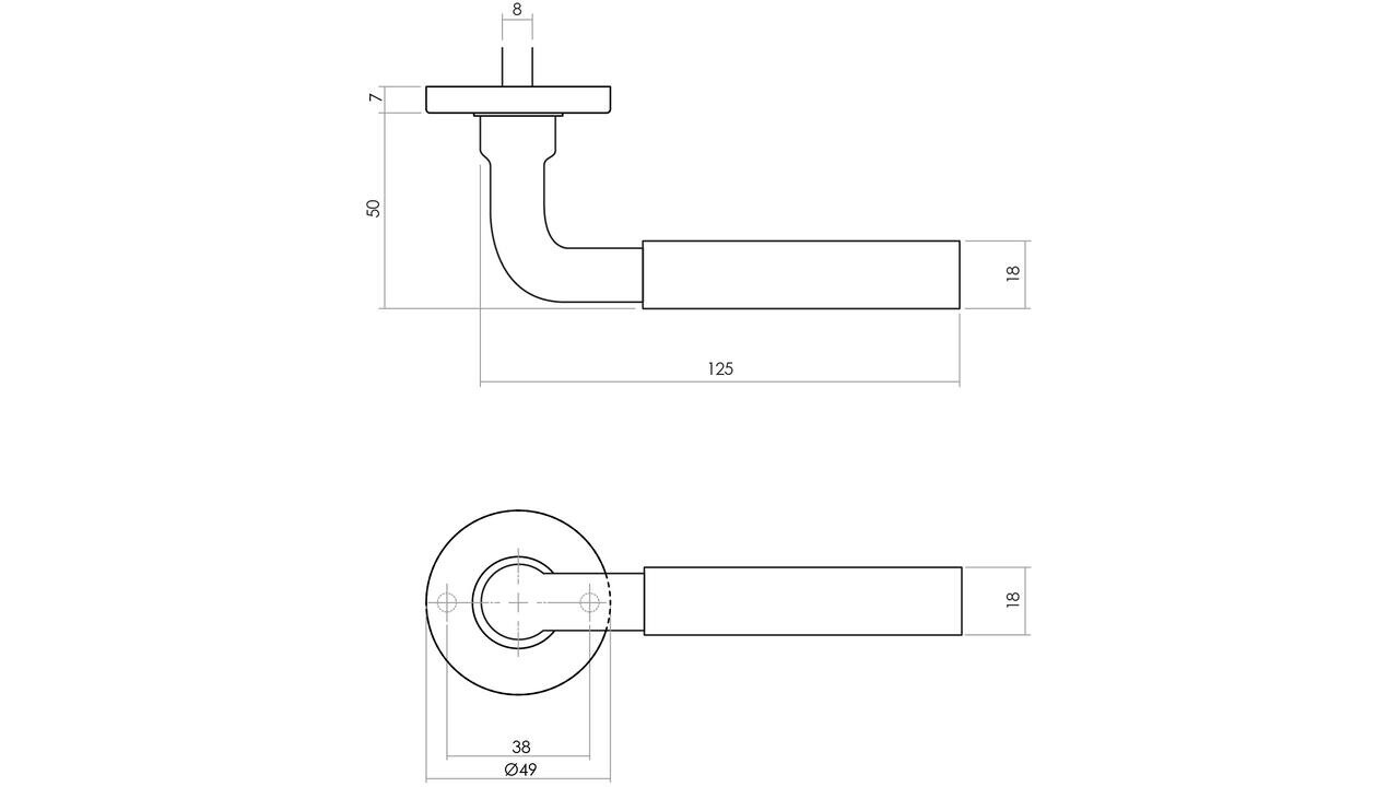 Intersteel Deurkruk Palma met rozet verdekt ø49x7mm messing getrommeld