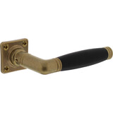 Intersteel Deurkruk Ton 222 met rozet 38x38x5mm messing getrommeld/ebbenhout