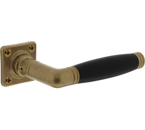 Intersteel Deurkruk Ton 222 met rozet 38x38x5mm messing getrommeld/ebbenhout