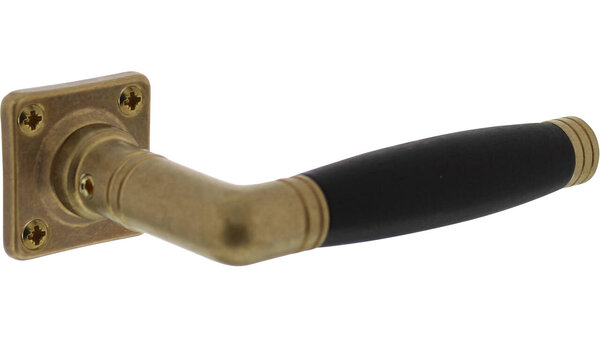 Intersteel Deurkruk Ton 222 met rozet 38x38x5mm messing getrommeld/ebbenhout