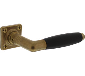 Intersteel Deurkruk Ton 400 met rozet 38x38x5mm messing getrommeld/ebbenhout