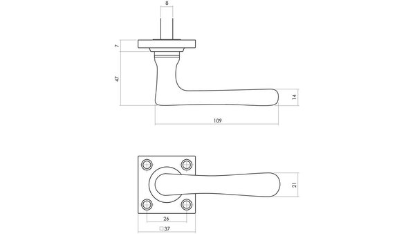 Intersteel Deurkruk Trento met rozet 38x38x5mm messing getrommeld