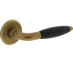 Intersteel Deurkruk Antonnet met rozet ø50x5mm messing getrommeld/ebbenhout