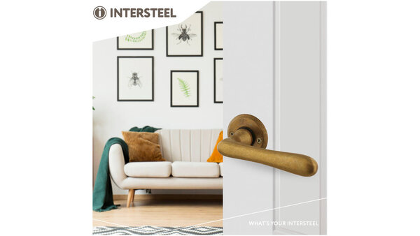 Intersteel Deurkruk Trento met rozet ø50x5mm messing getrommeld