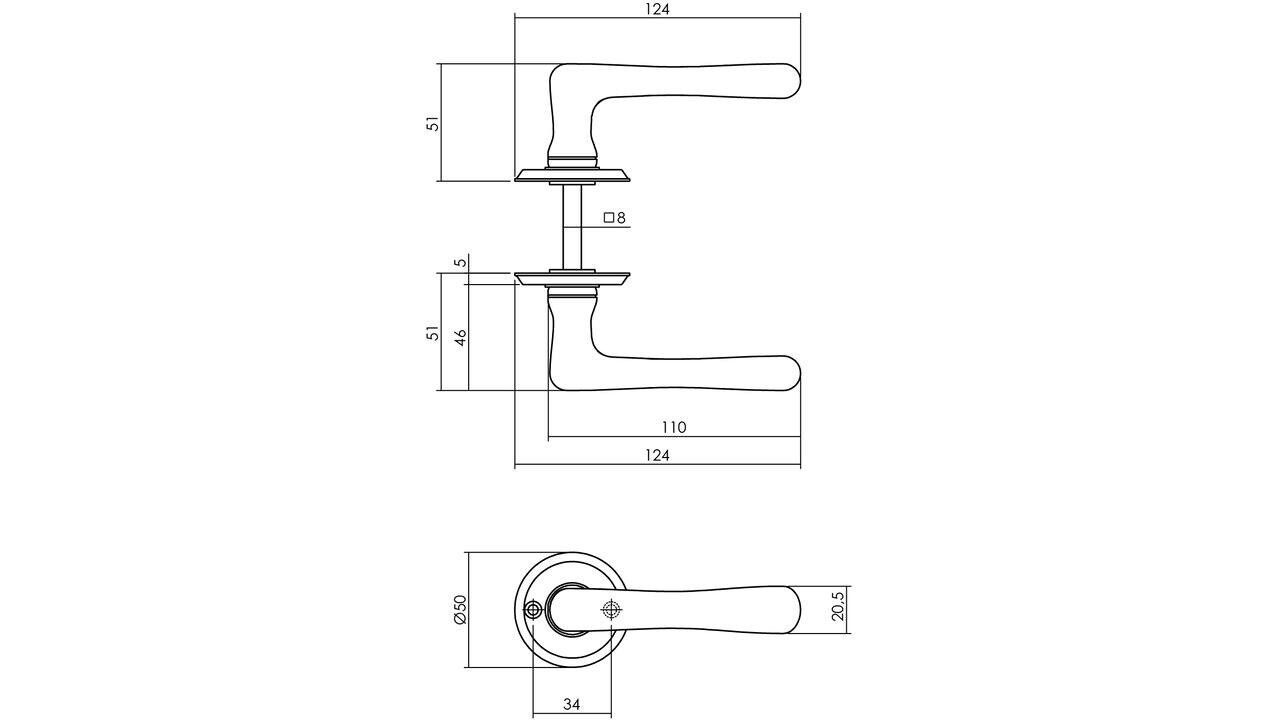 Intersteel Deurkruk Trento met rozet ø50x5mm messing getrommeld