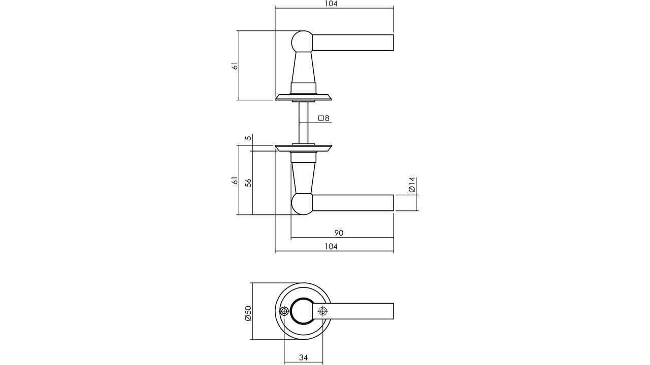 Intersteel Deurkruk L/L bol met rozet ø50x5mm messing getrommeld