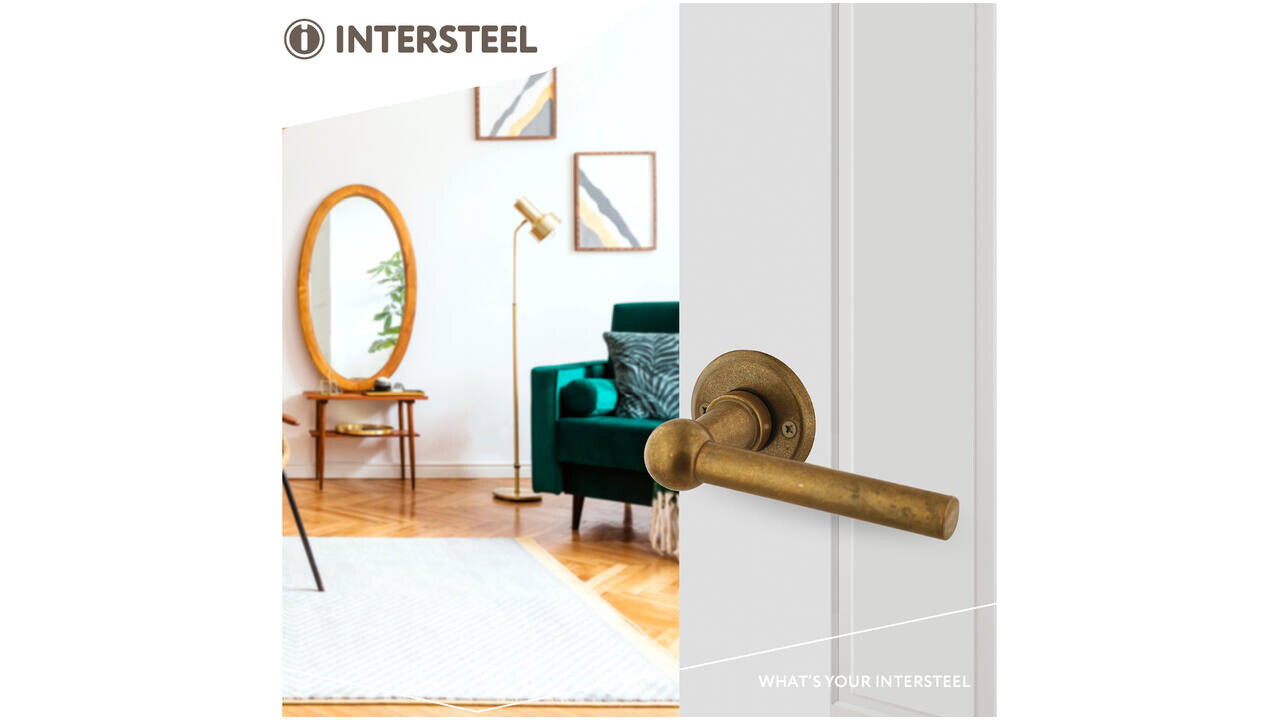 Intersteel Deurkruk L/L bol met rozet ø50x5mm messing getrommeld