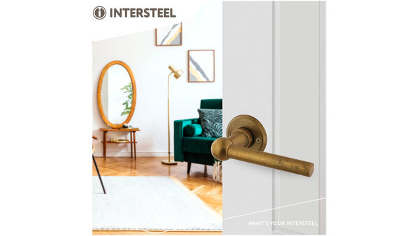 Intersteel Deurkruk L/L bol met rozet ø50x5mm messing getrommeld