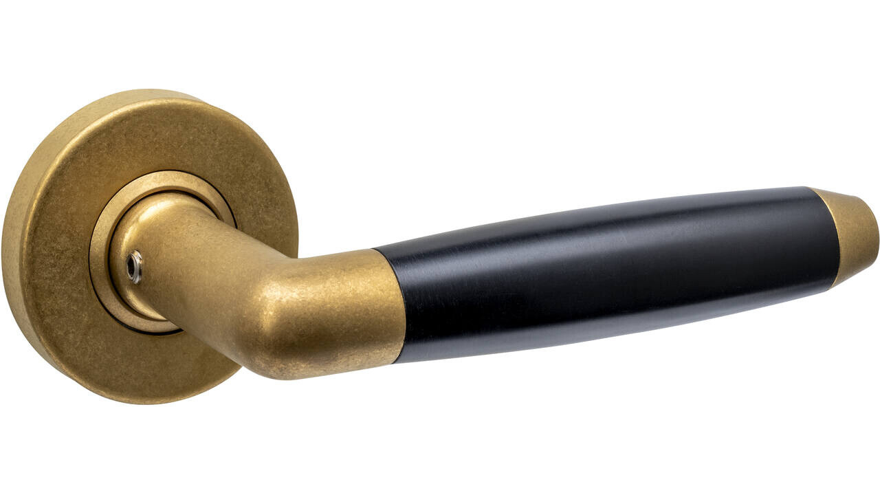 Intersteel Deurkruk Combinatie op rozet verdekt ø53x10mm PVD messing getrommeld/zwart