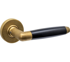 Intersteel Deurkruk Combinatie op rozet verdekt ø53x10mm PVD messing getrommeld/zwart