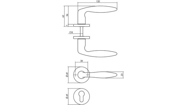Intersteel Deurkruk Sigaar op rozet verdekt ø49x7mm chroom
