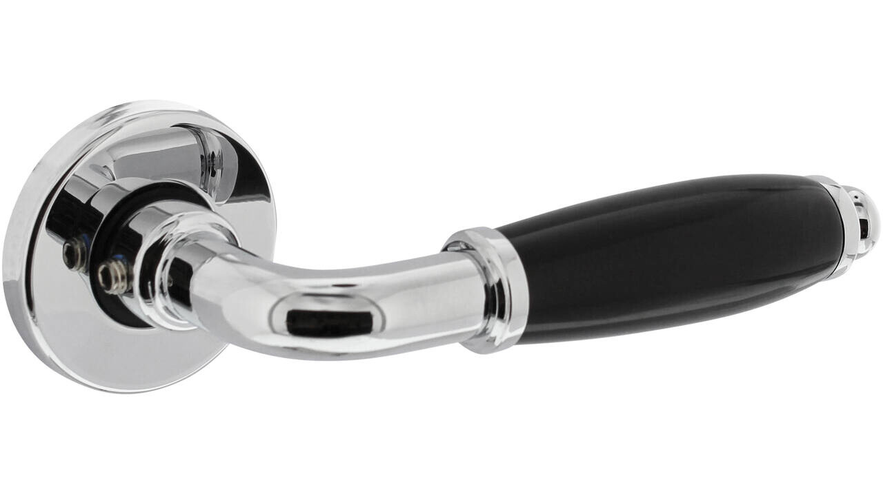 Intersteel Deurkruk Courgette met rozet verdekt ø49x7mm chroom/zwart