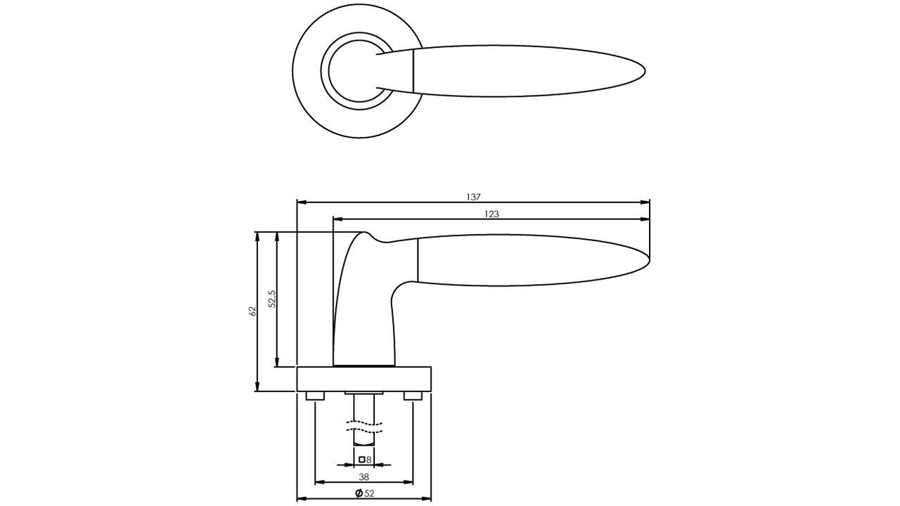 Intersteel Deurkruk Elen op rozet verdekt ø52x10mm met nokken chroom/nikkel mat