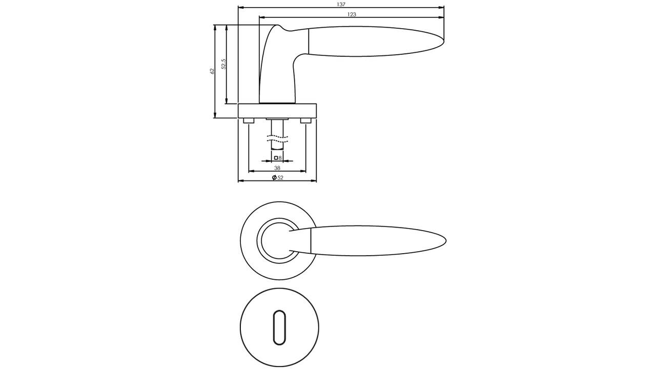 Intersteel Deurkruk Elen op rozet verdekt ø52x10mm met nokken chroom/nikkel mat