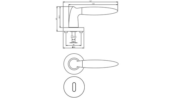 Intersteel Deurkruk Elen op rozet verdekt ø52x10mm met nokken chroom/nikkel mat