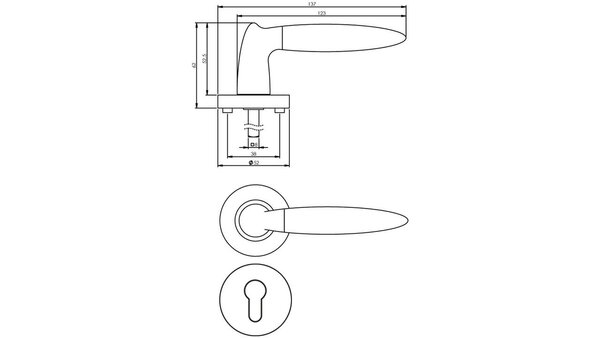 Intersteel Deurkruk Elen op rozet verdekt ø52x10mm met nokken chroom/nikkel mat