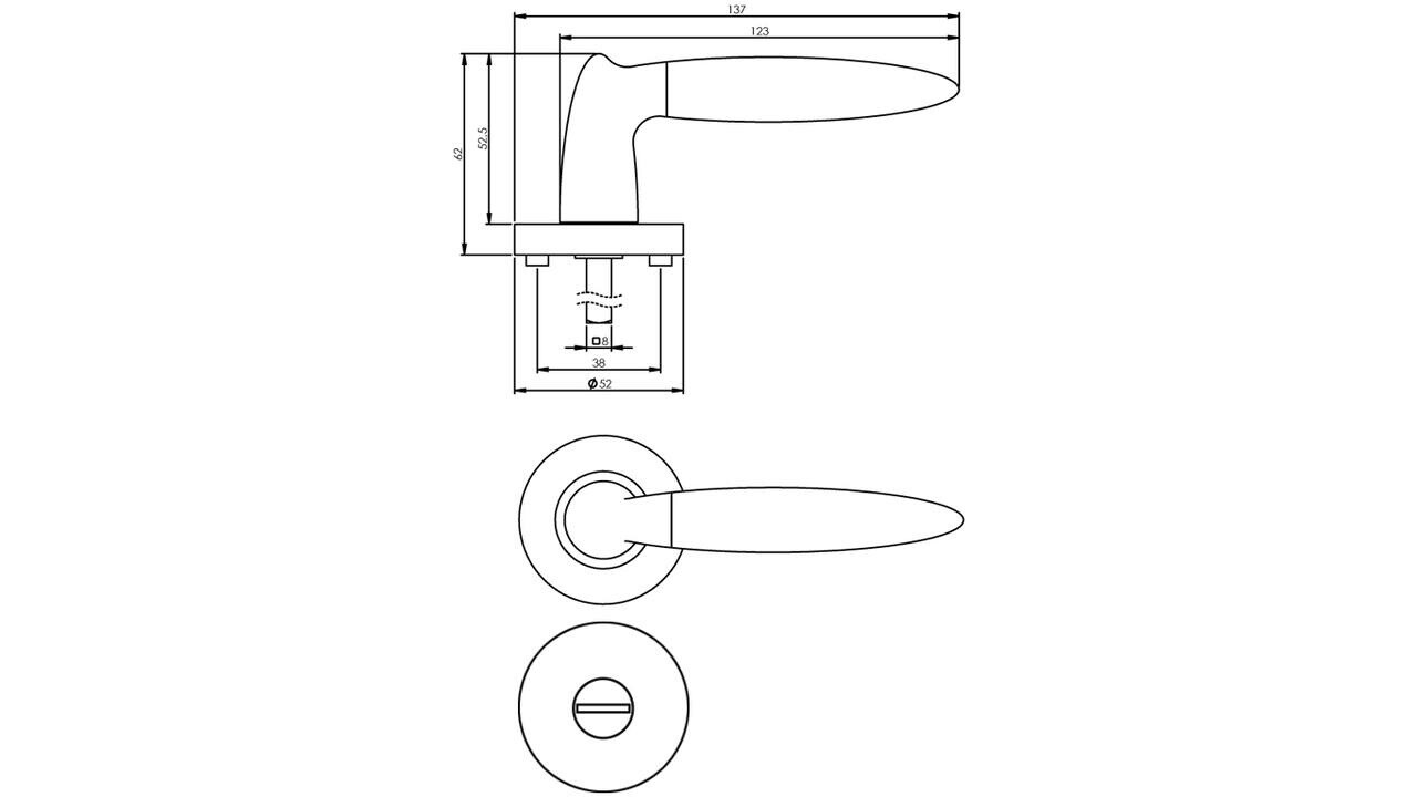 Intersteel Deurkruk Elen op rozet verdekt ø52x10mm met nokken chroom/nikkel mat