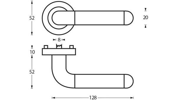 Intersteel Deurkruk Agatha op rozet verdekt ø52x10mm met nokken chroom/nikkel mat