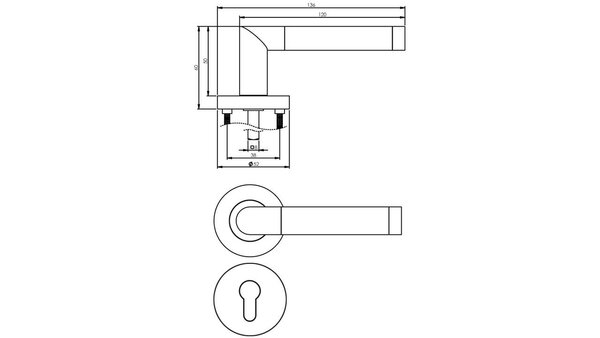 Intersteel Deurkruk Nicol op rozet verdekt ø52x10mm met nokken chroom/nikkel mat